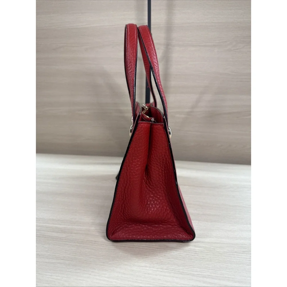Kate Spade New York STEWART‎ STREET Pebbled Leather LITTLE JOY SATCHEL Red Gold